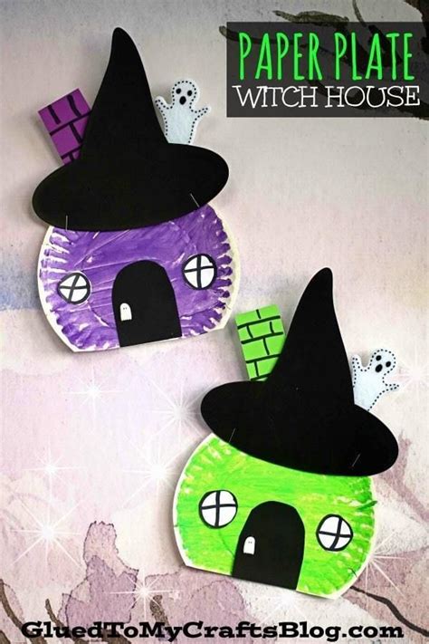 Paper Plate Witch Mask Craft for Halloween Dress-Up